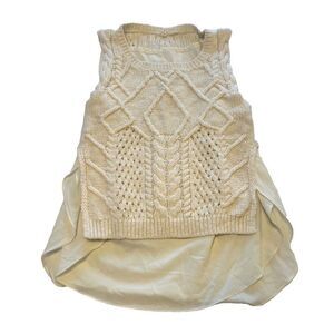Anthropologie Moth Cream Cableknit Layered Sleeveless Sweater Small